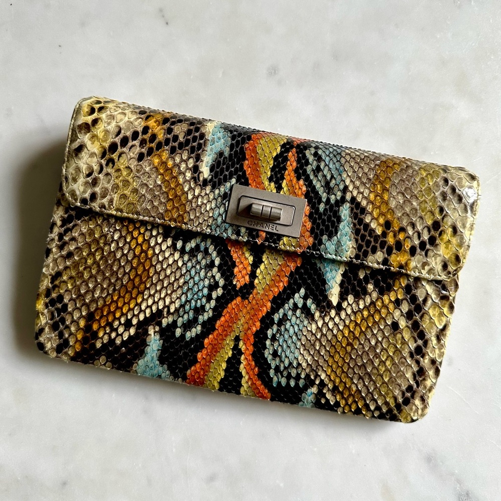 Chanel Multicolor Snakeskin Clutch